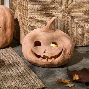 Pottery Barn Handmade Teracotta Jack-o-Lantern MEDIUM